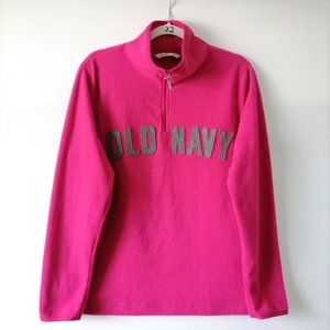 Old Navy Womens Bright Pink Long Sleeve 1/4 Zipper Fleece Pullover Size L